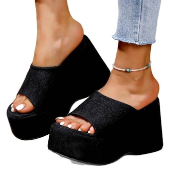 Γυναικεία σανδάλια και παντόφλες με πολύ ψηλοτάκουνα, σε μεγάλη ποικιλία, για γυναίκες, καλοκαίρι 2025, νέες ευρωπαϊκές και αμερικανικές σουέτ παντόφλες με σφήνα.