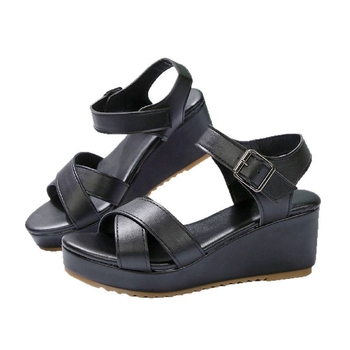 Dámske sandále na kline s otvorenou špičkou, plus size veľkosť, zahraničie, 2025, nové, letné, európske a americké, módne, cezhraničné, dámske topánky