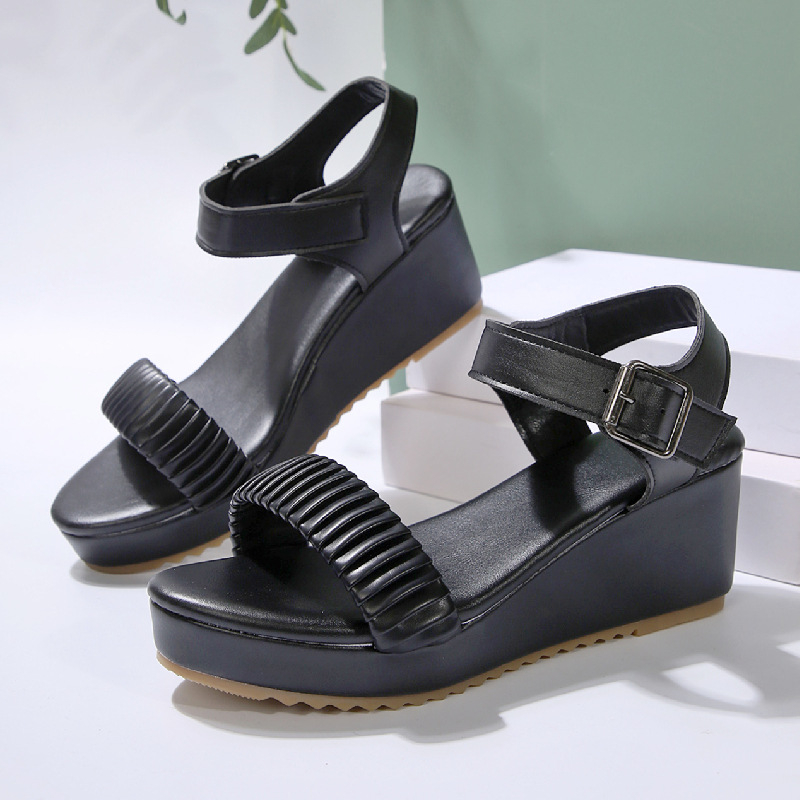 Dámske sandále na kline s otvorenou špičkou, plus size veľkosť, zahraničie, 2025, nové, letné, európske a americké, módne, cezhraničné, dámske topánky