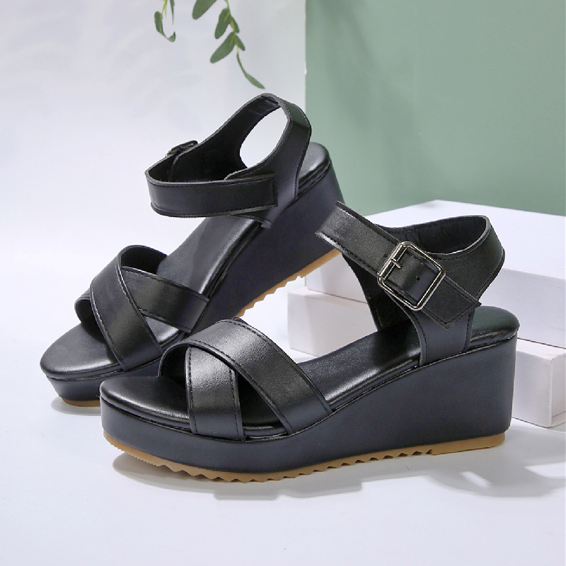 Dámske sandále na kline s otvorenou špičkou, plus size veľkosť, zahraničie, 2025, nové, letné, európske a americké, módne, cezhraničné, dámske topánky