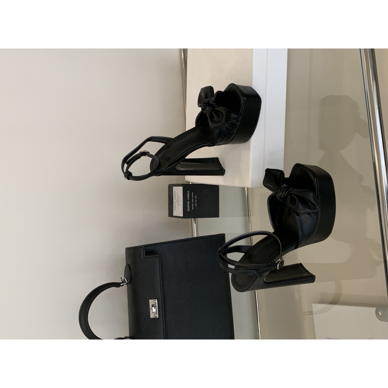 Nove sandale s debelom petom i mašnom, četvrtaste, za rano proljeće 2025., bijele, za svakodnevnu upotrebu, veličina 35-42