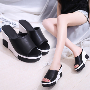 Letné nové sandále 2023, dámske hrubé dno, muffin vysoký podpätok, jednofarebné, pohodlné sandále na svahu, veľkoobchod so zahraničným obchodom