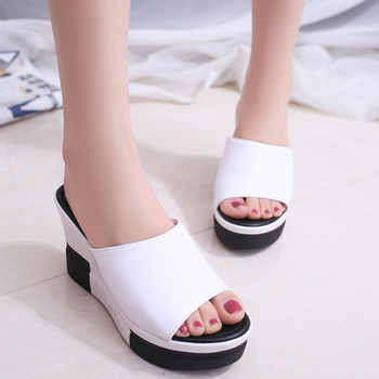 Letné nové sandále 2023, dámske hrubé dno, muffin vysoký podpätok, jednofarebné, pohodlné sandále na svahu, veľkoobchod so zahraničným obchodom