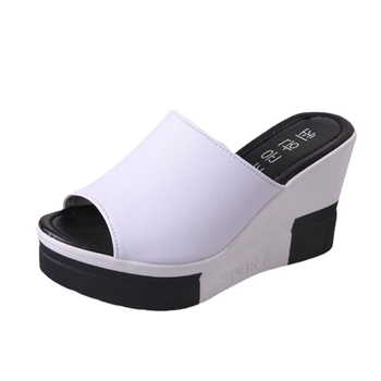 Letné nové sandále 2023, dámske hrubé dno, muffin vysoký podpätok, jednofarebné, pohodlné sandále na svahu, veľkoobchod so zahraničným obchodom