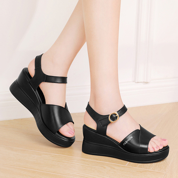 Dámske sandále na kline s hrubou podrážkou a mäkkou podrážkou, letné rímske topánky na vysokom podpätku s mäkkou podrážkou a platformou, pohodlné topánky s hrubým podpätkom