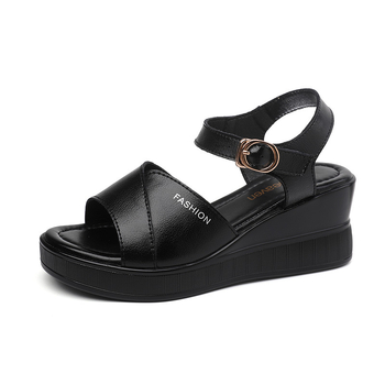 Dámske sandále na kline s hrubou podrážkou a mäkkou podrážkou, letné rímske topánky na vysokom podpätku s mäkkou podrážkou a platformou, pohodlné topánky s hrubým podpätkom