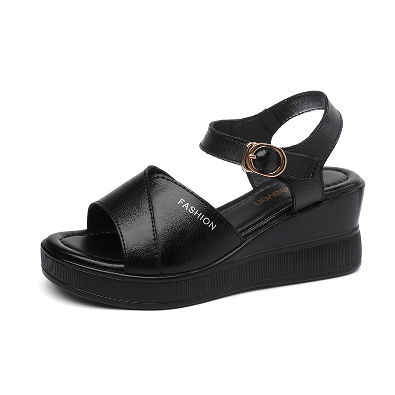 Dámske sandále na kline s hrubou podrážkou a mäkkou podrážkou, letné rímske topánky na vysokom podpätku s mäkkou podrážkou a platformou, pohodlné topánky s hrubým podpätkom