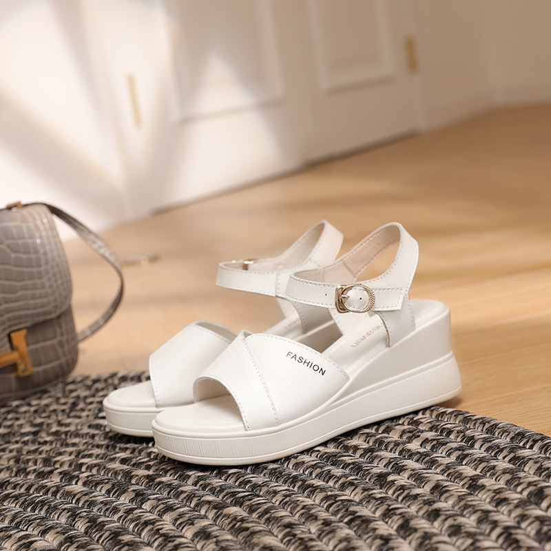 Dámske sandále na kline s hrubou podrážkou a mäkkou podrážkou, letné rímske topánky na vysokom podpätku s mäkkou podrážkou a platformou, pohodlné topánky s hrubým podpätkom