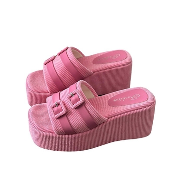 Letné nové papuče s prackou na opasok, dámske ležérne sandále na platforme, dámske nazúvacie topánky zo zahraničného obchodu