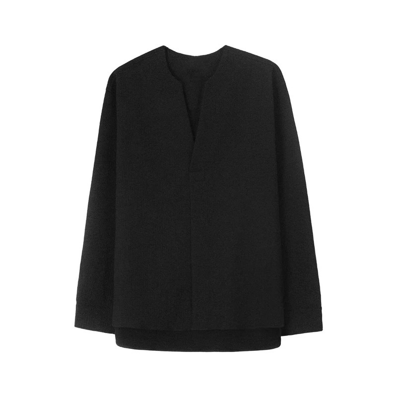 Lagani luksuzni korejski pulover s dugim rukavima, muška jesenska, moderna marka, vruća V-ovratnik, košulja bez ovratnika, bez peglanja