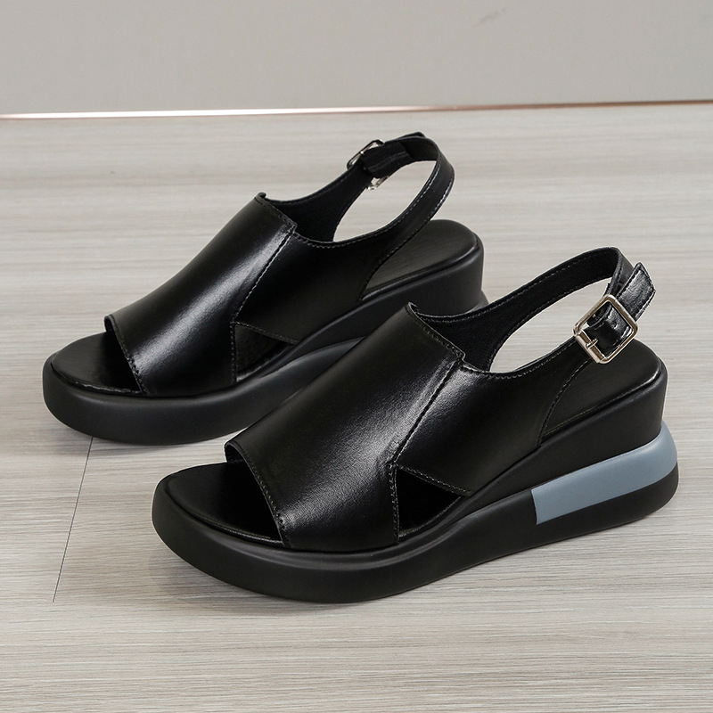 Sandále na kline, zahraničný obchod, plus size sandále na kline, dámske nové sandále s otvorenou špičkou a zväčšenou prackou