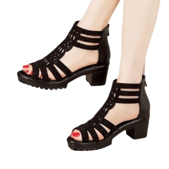 Γυναικεία Σανδάλια 48 ωρών plus size με χοντρό τακούνι και ψηλοτάκουνα, γυναικεία παπούτσια Roman, γυναικεία σανδάλια με ανοιχτή μύτη και μαλακή σόλα