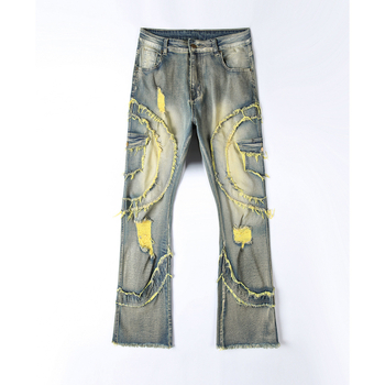 TEMU Nova prekogranična specijalna ponuda za Europu i Sjedinjene Države Poderane elastične traperice s mikro-la resicama za muškarce Amazon AliExpress 8938