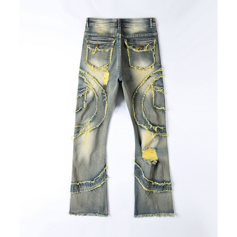 TEMU Nova prekogranična specijalna ponuda za Europu i Sjedinjene Države Poderane elastične traperice s mikro-la resicama za muškarce Amazon AliExpress 8938