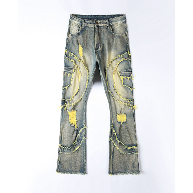 TEMU Nova prekogranična specijalna ponuda za Europu i Sjedinjene Države Poderane elastične traperice s mikro-la resicama za muškarce Amazon AliExpress 8938