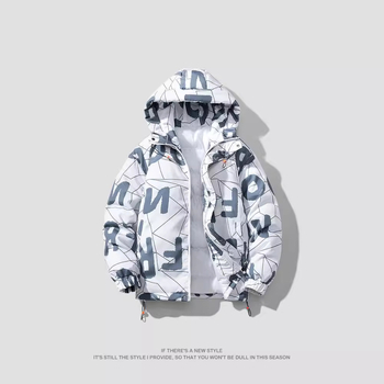 Piiriülene hulgimüük 2024. aasta paksust puuvillast polsterdatud riided, neutraalse tuulega moodne kiri, meeste puuvillast polsterdatud riided väljaspool juuste põlvkonda