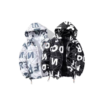 Piiriülene hulgimüük 2024. aasta paksust puuvillast polsterdatud riided, neutraalse tuulega moodne kiri, meeste puuvillast polsterdatud riided väljaspool juuste põlvkonda