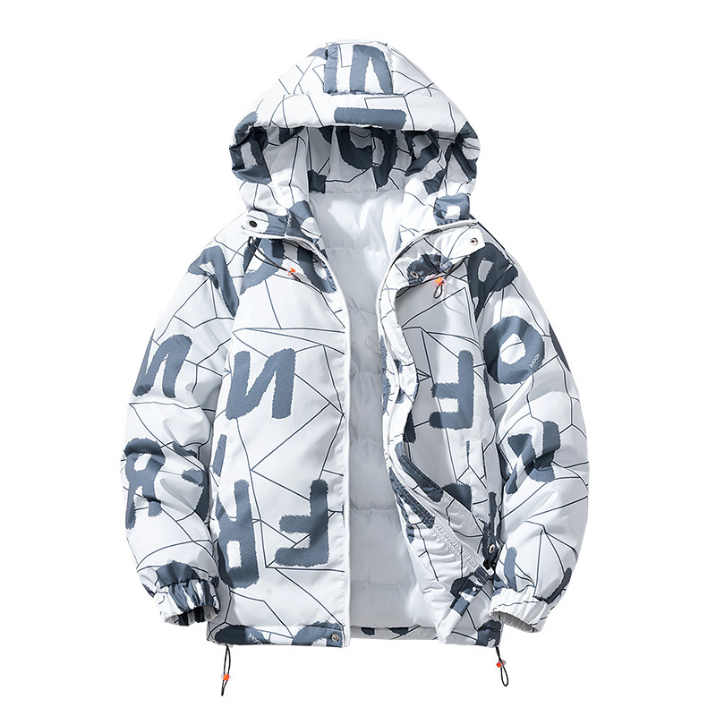 Piiriülene hulgimüük 2024. aasta paksust puuvillast polsterdatud riided, neutraalse tuulega moodne kiri, meeste puuvillast polsterdatud riided väljaspool juuste põlvkonda