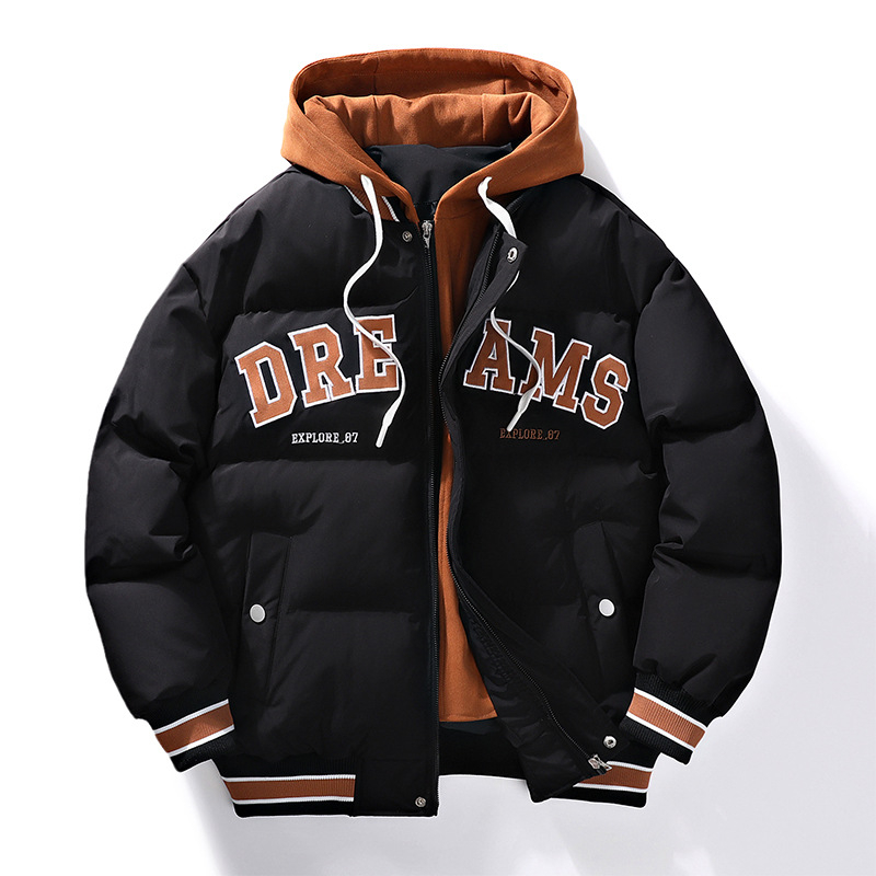 Jaapani stiilis moekas soe puuvillase polstriga jope meeste trükitud kaheosaline kapuutsiga paksendatud soe puuvillase polstriga jope teismelistele ja õpilastele meeste puuvillase polstriga jope