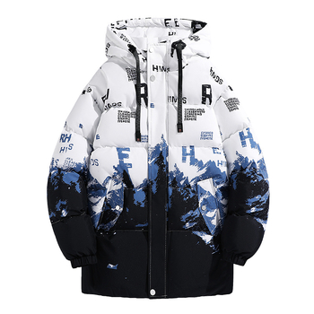 Jachetă de iarnă la modă pentru bărbați, cu glugă, de lungime medie, din bumbac, dolofană, de mărime mare, plus grăsime, caldă, din bumbac, cu bumbac