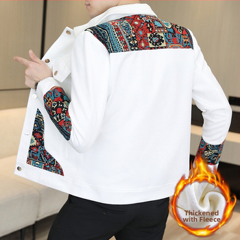 Jauns vīriešu slavens etniskā stila šuvums ar neregulāru, atšķirīgu augšdaļu, universāls, ar vilnas oderi oderēts, stepēts, silts jaka, moderns vienmētelis