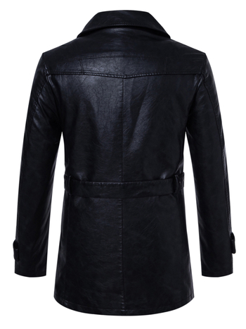 Meeste piiriülene Euroopa suuruses uus keskmise pikkusega nahkne trenšmantel, Korea ülikonnakraega, nahast vabaaja moodne vöömantel meestele