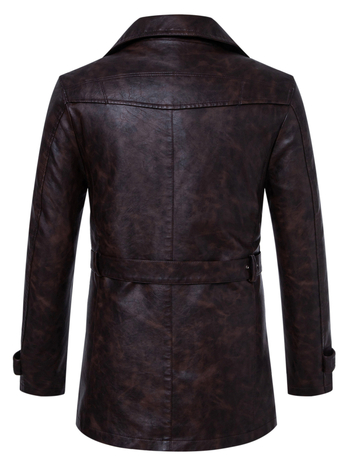 Meeste piiriülene Euroopa suuruses uus keskmise pikkusega nahkne trenšmantel, Korea ülikonnakraega, nahast vabaaja moodne vöömantel meestele