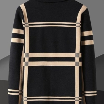 Άνοιξη και Φθινόπωρο 2024 Νέα Λεπτή Ζακέτα Ανδρών με Πλεκτά, Καρό και Ριγέ, Μοντέρνο Κορεάτικο Ανδρικό Μπουφάν