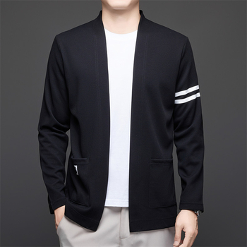 Άνοιξη και Φθινόπωρο Λεπτό Πλεκτό Ζακέτα με Τσέπες, Ανδρική Μόδα, Casual, Απλή Άνοιξη, Μπλούζα, Ανδρικά Ρούχα
