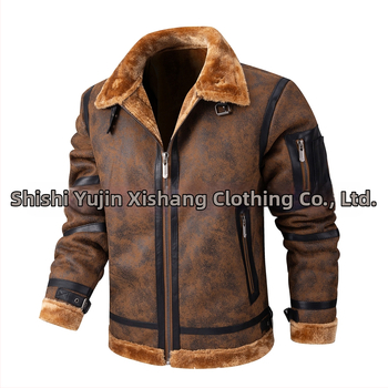2024 m. Nauji vyriški odiniai drabužiai rudens ir žiemos vilnos pamušalu, sustorintu kailiu, vyriška odinė striukė, dalykinis laisvalaikio vyriškas paltas