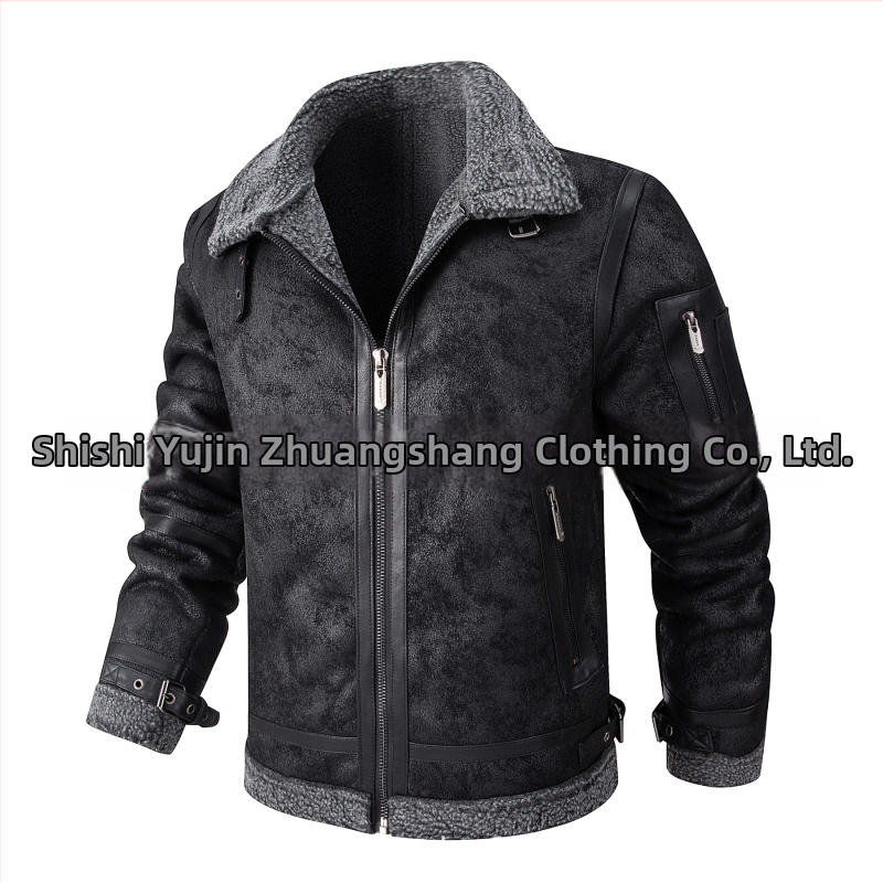 2024 Нови мъжки кожени дрехи Есенно-зимно полар-подплата Удебелен кожен косъм Едно мъжко кожено яке Бизнес ежедневен мъжки палто
