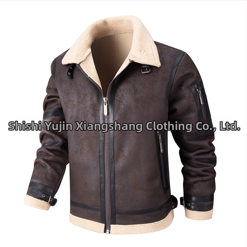 2024 m. Nauji vyriški odiniai drabužiai rudens ir žiemos vilnos pamušalu, sustorintu kailiu, vyriška odinė striukė, dalykinis laisvalaikio vyriškas paltas