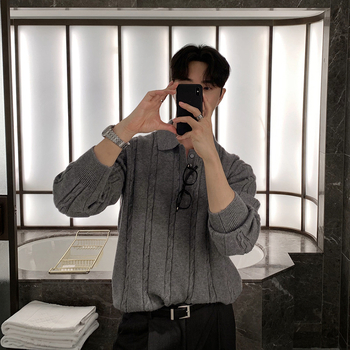 ASCLO χειμωνιάτικο ζεστό πουλόβερ πέτου ανδρικό σε κορεατικό στιλ, όμορφο, υψηλής ποιότητας, εξαιρετικό πουλόβερ τοπ με σχέδιο κάνναβης, χαλαρό