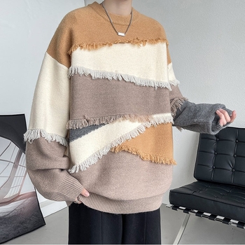 Design Sense Tassel Soft Waxy Knitted Knitted Sweater Ανδρική Μόδα Loose Fashion Brand Φθινόπωρο και Χειμώνας Lazy Style All-match Πουλόβερ Διασυνοριακό