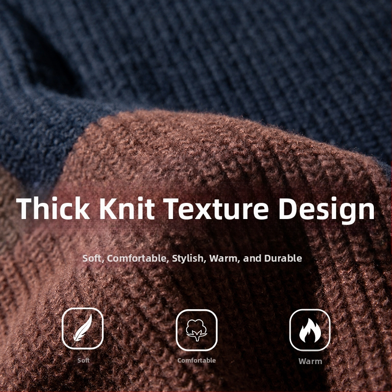 Farebné bloky, spájanie textúry, pletené oblečenie v jamkových pásoch pre mužov a ženy na jeseň a v zime, nový štýl, japonský štýl, voľný, trendy, značkový, hrubý, ihličkovaný, ťažký pletený tovar