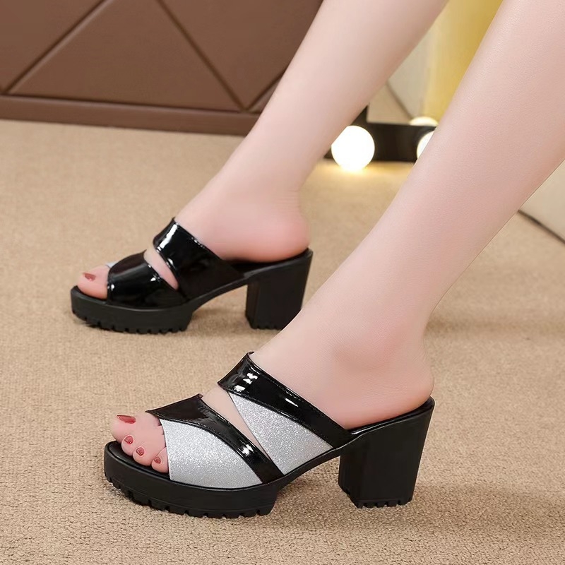 Proljetne nove sandale s visokom petom i platformom za proljeće 2023., papuče s velikom platformom, sandale s uzorkom ribljeg usta za žene, ljetna odjeća