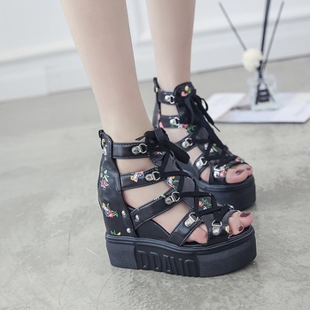 Letné nové rímske sandále 2021 na vysokom podpätku, farebné bloky, dámske topánky s krížovým remienkom, 12 cm, super vysoký podpätok, klin, rybie ústa