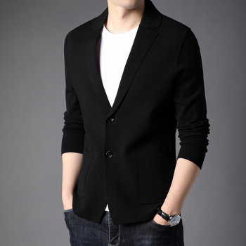 Gyári üzlet 2023 őszi vékony dzseki férfi vékony öltöny egyszínű kötött kis öltöny hétköznapi kardigán trend