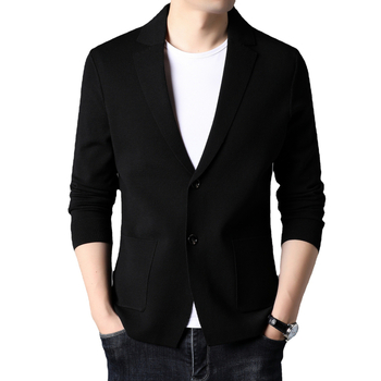 Фабричен магазин 2023 Есенно тънко яке Мъжки тънък костюм Едноцветен плетен малък костюм Ежедневен жилетка Тенденция