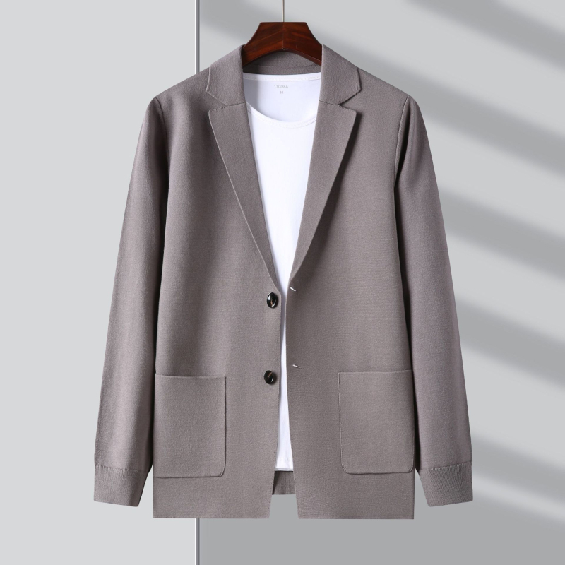 Gyári üzlet 2023 őszi vékony dzseki férfi vékony öltöny egyszínű kötött kis öltöny hétköznapi kardigán trend