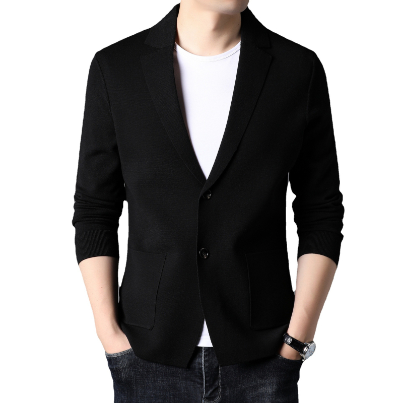 Gyári üzlet 2023 őszi vékony dzseki férfi vékony öltöny egyszínű kötött kis öltöny hétköznapi kardigán trend