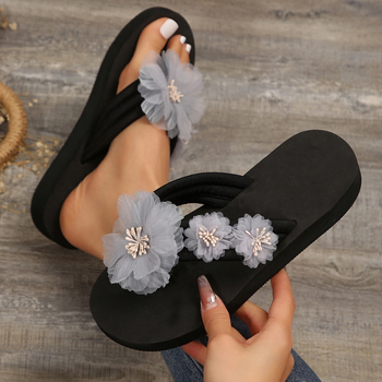 „Ins Fashion“ moteriškos šlepetės, 2024 m. vasaros gėlės, storos šlepetės, plokščios, plius 36–42 dydžio