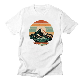 Majica kratkih rukava s motivom zalaska sunca na snijegu i planine, ležerna, Harajuku, modna, cool