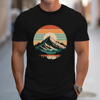 Majica kratkih rukava s motivom zalaska sunca na snijegu i planine, ležerna, Harajuku, modna, cool