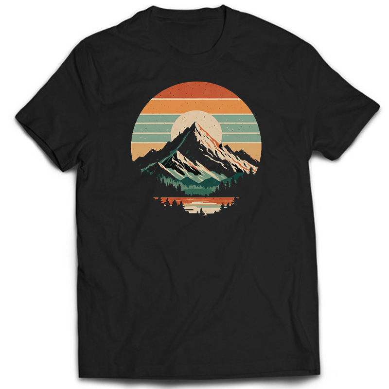 Majica kratkih rukava s motivom zalaska sunca na snijegu i planine, ležerna, Harajuku, modna, cool