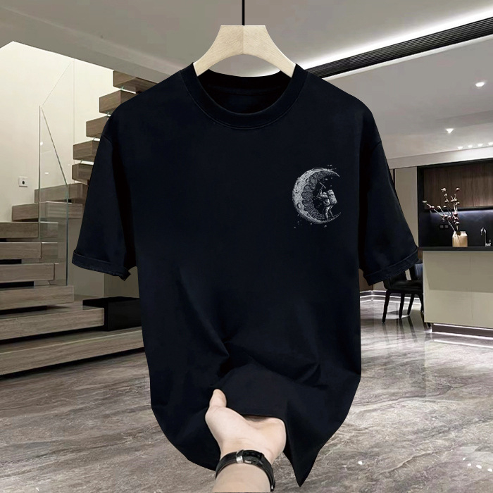 Pánske tričko s krátkym rukávom a potlačou z ťažkej bavlny, nové letné, módne, ležérne, s okrúhlym výstrihom, 2025