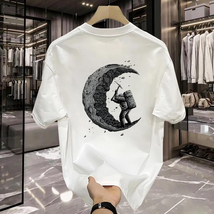 Pánske tričko s krátkym rukávom a potlačou z ťažkej bavlny, nové letné, módne, ležérne, s okrúhlym výstrihom, 2025