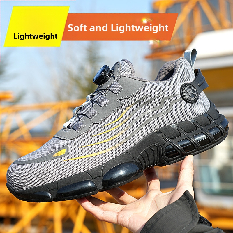 Meestele mõeldud piiriülesed paelteta töökaitsejalatsid, laiskpöörlevate nööpidega töökaitsejalatsid, kulumiskindlad jalatsid, kerged kootud turvajalatsid