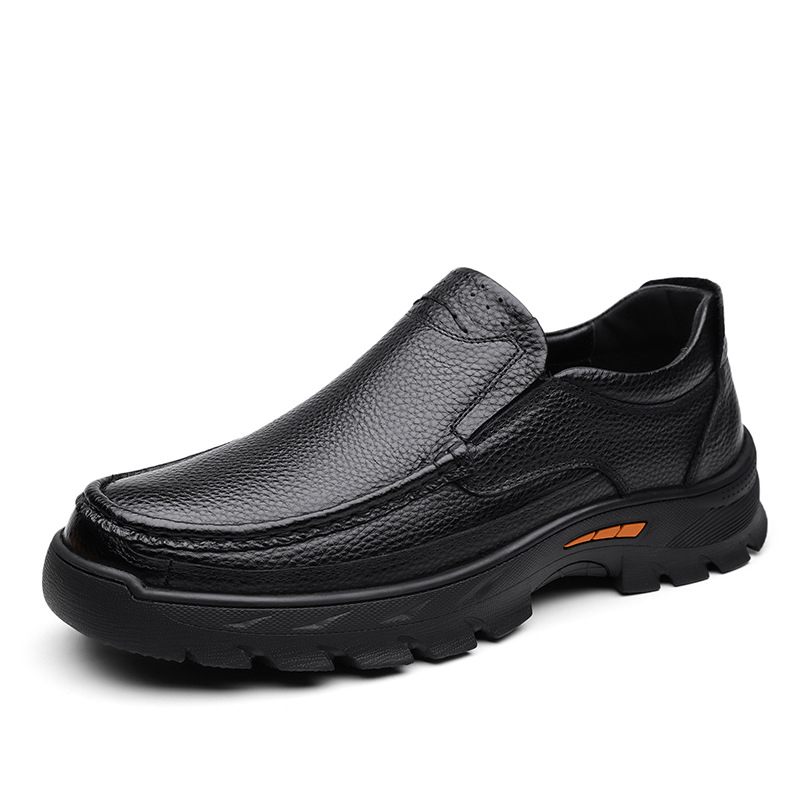 Sprogimai pavasarį ir rudenį nauji pirmojo sluoksnio karvės odos vyriški tėvo laisvalaikio odiniai batai vidutinio ir pagyvenusio amžiaus tėvams minkšti odiniai batai plaukų karta