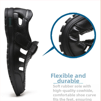 Vyriškos basutės 2024 m. vasarinės tuščiavidurės, kvėpuojančios, natūralios odos „Crocs“ ypač didelių dydžių, skirtos vidutinio ir pagyvenusio amžiaus tėčiams 4748